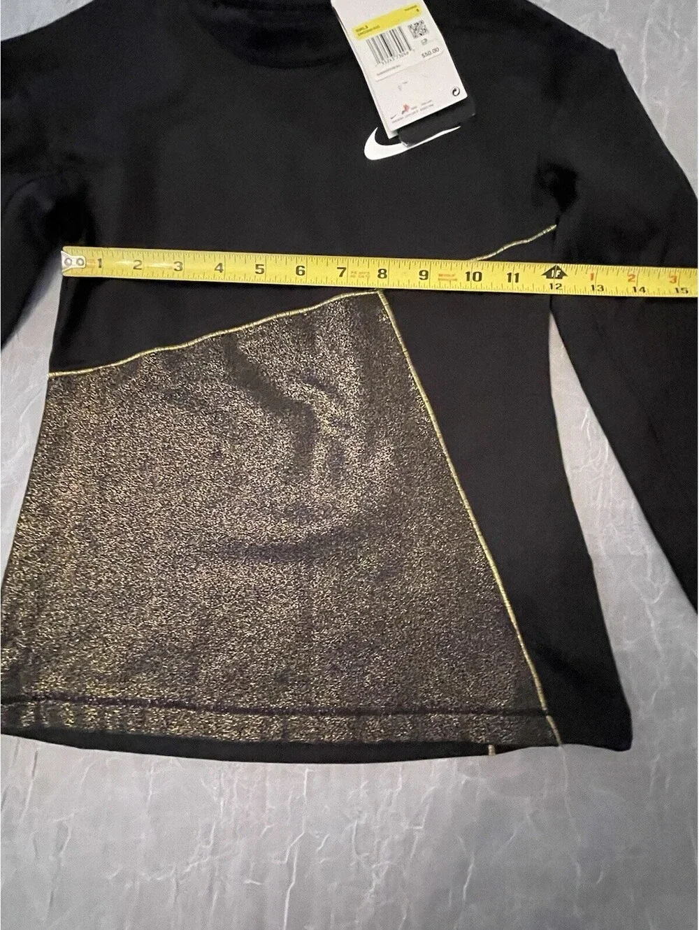 Nike Girls Dri Fit Black/Shimmer Gold Long Sleeve Shirt-S